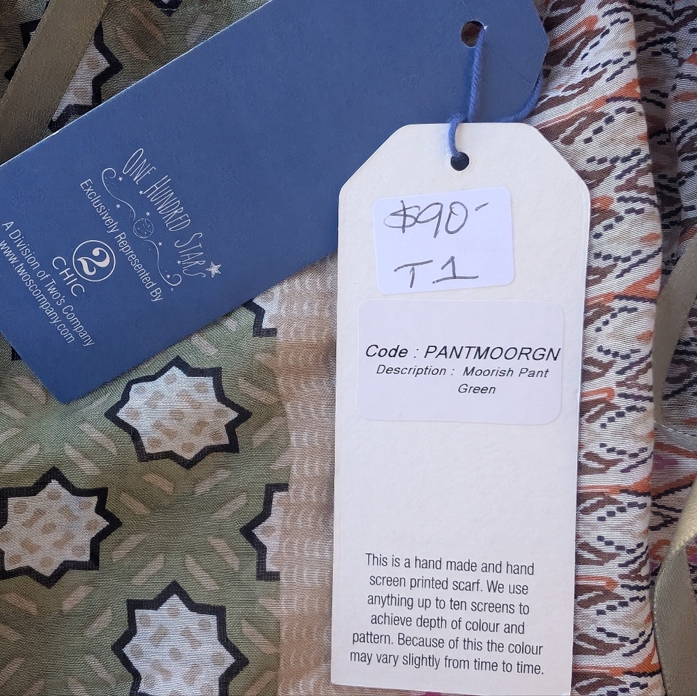 NWT One Hundred Stars Moorish Printed Cropped Lounge Pants OSFM - Picture 7 of 8
